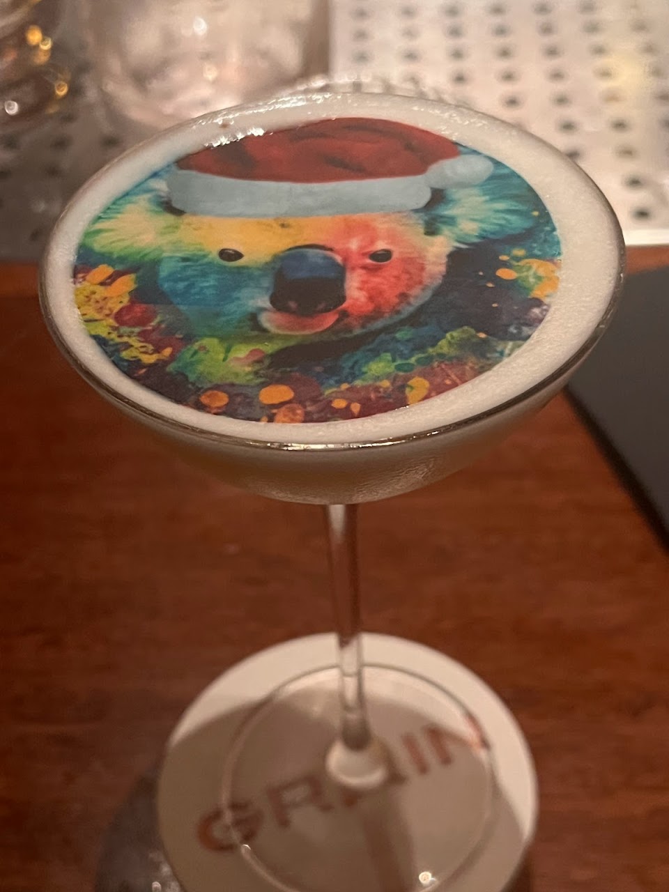 A colorful cocktail served in a coupe at Grain Bar