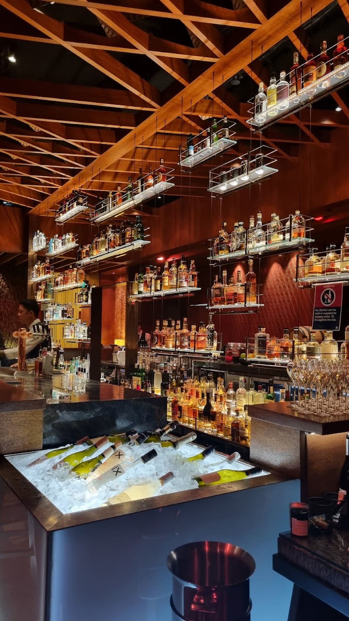 The Grain Bar counter and timber bottle display